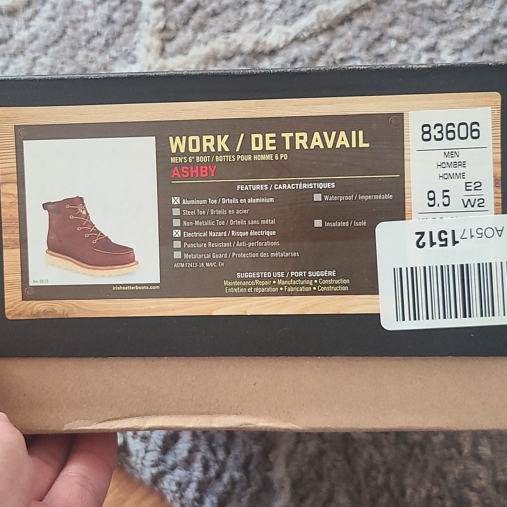 Irish setter safety toe 9.5 ee NWOT